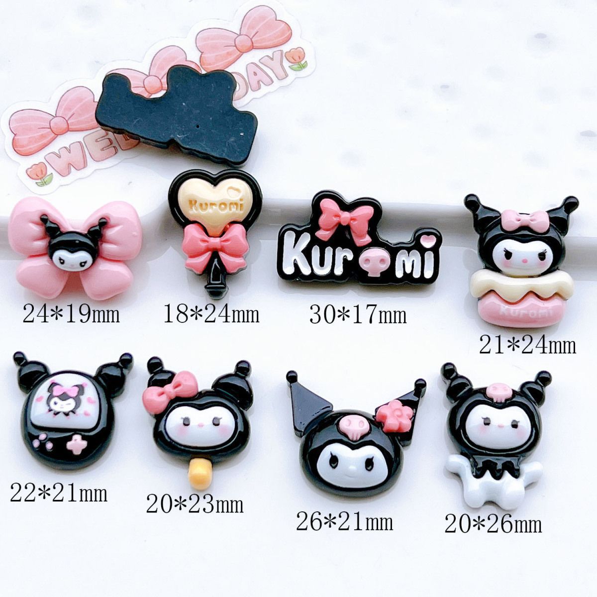 Shiny black hairpins, diy accessories, cream glue mixed resin accessories, phone cases, crocs, Kulomi accessories details Picture