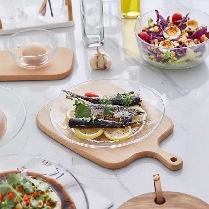 Bojiang simple round tempered glass dinner plates, fruit dessert salad plates, Western dinner plates Specification drawing