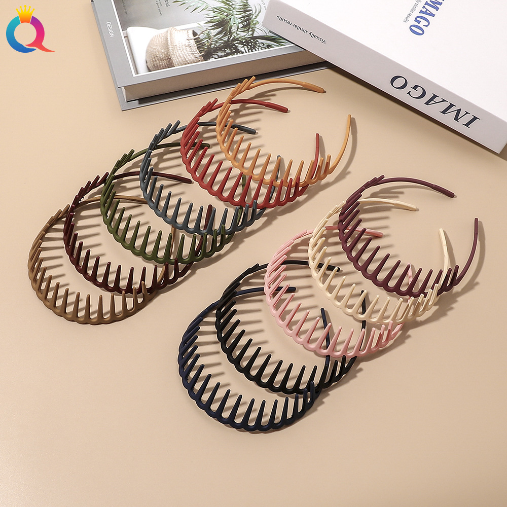 Qiyue Korean-style matte simple women's headband hair accessory, solid color, versatile, toothed, anti-slip, bangs, and broken hair band for summer full figure