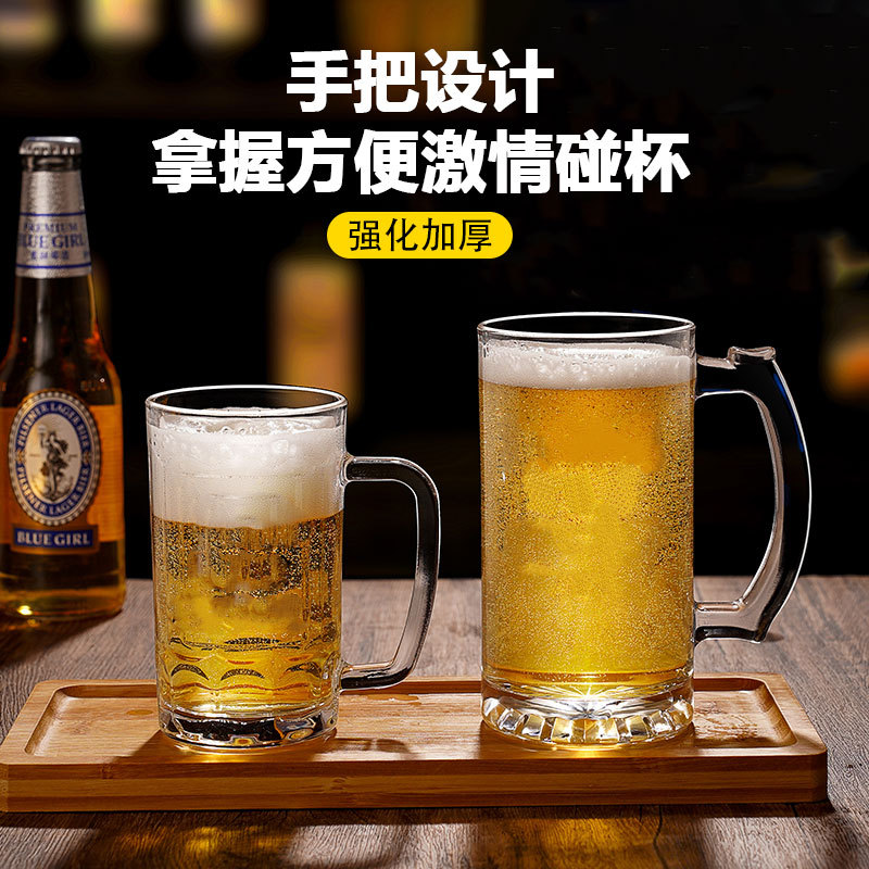 Light luxury high-end draft beer cup 500ML glass handle beer cup with a high-end feel, high appearance level, copywriting handle cup Application Scenario