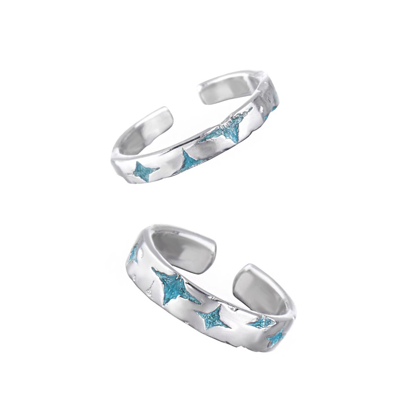 Sea and starry sky couple rings, simple, individual and fashionable open ring, women's niche design, cold style high-end ring Item Picture