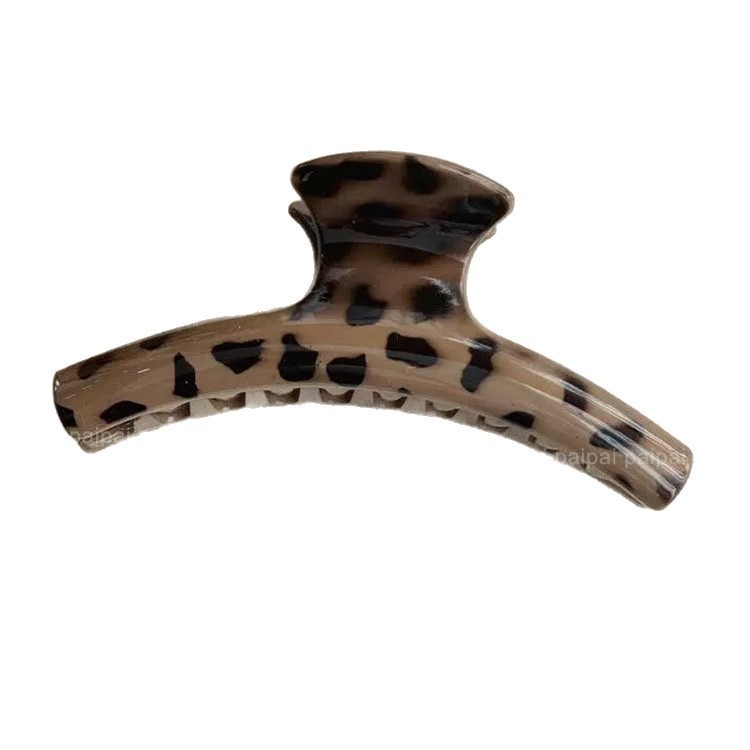 Leopard-print large shark clip, high-end style, back head bun hair clip, retro and full, bath hair clip, cross-border head Item Picture