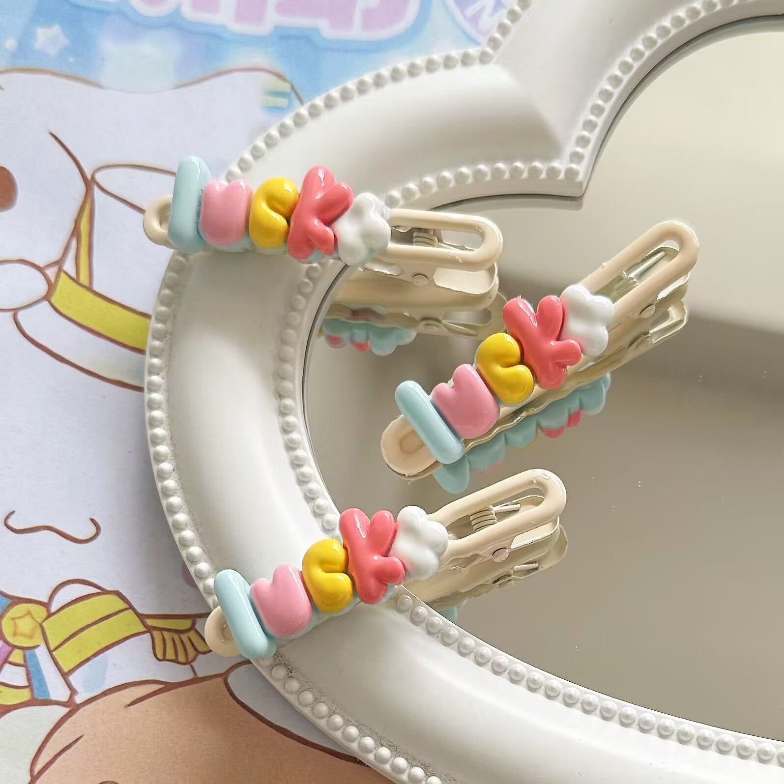 Cute Character brand children's hair clips, one-character clips, Yuan batch, popular online hair clips, dopamine broken hair bangs clips, hair clips details Picture