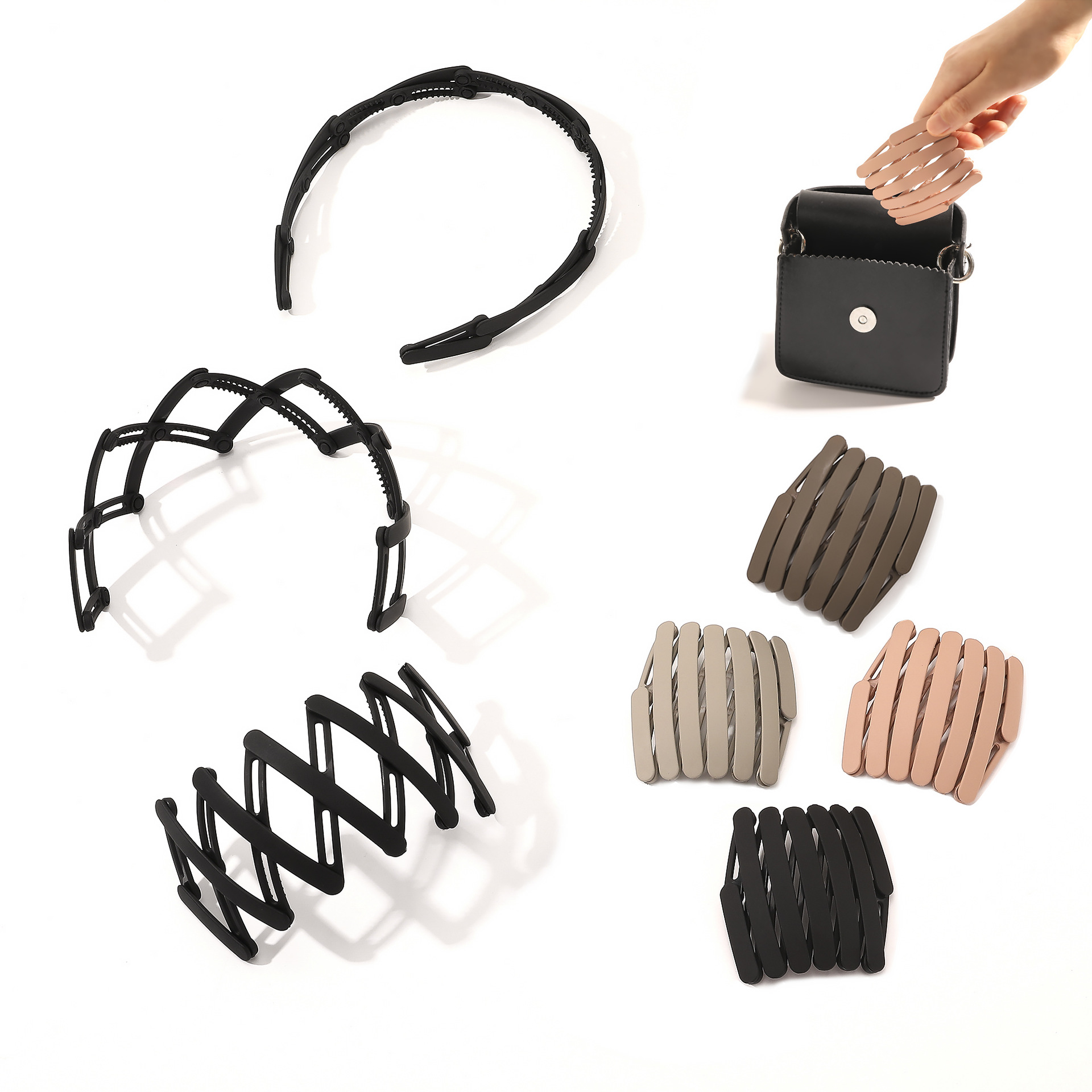 Qiyue's new ABS stretchable hairband is a portable folding headband for women's invisible hair holes with teeth and anti-slip features Application Scenario