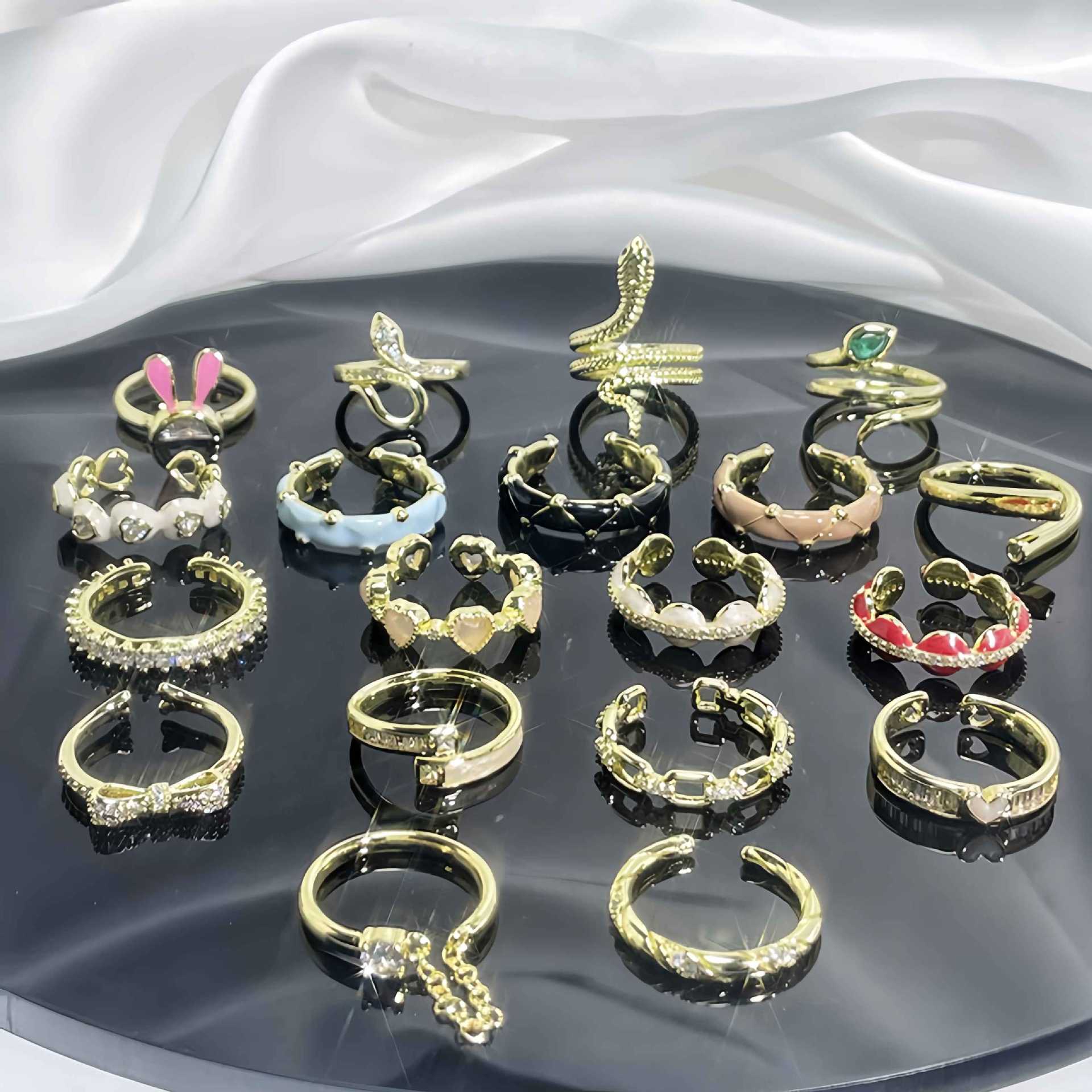 Cold style, light luxury, high-end, irregular geometric personality open ring, women's Instagram trendy style, versatile food ring details Picture