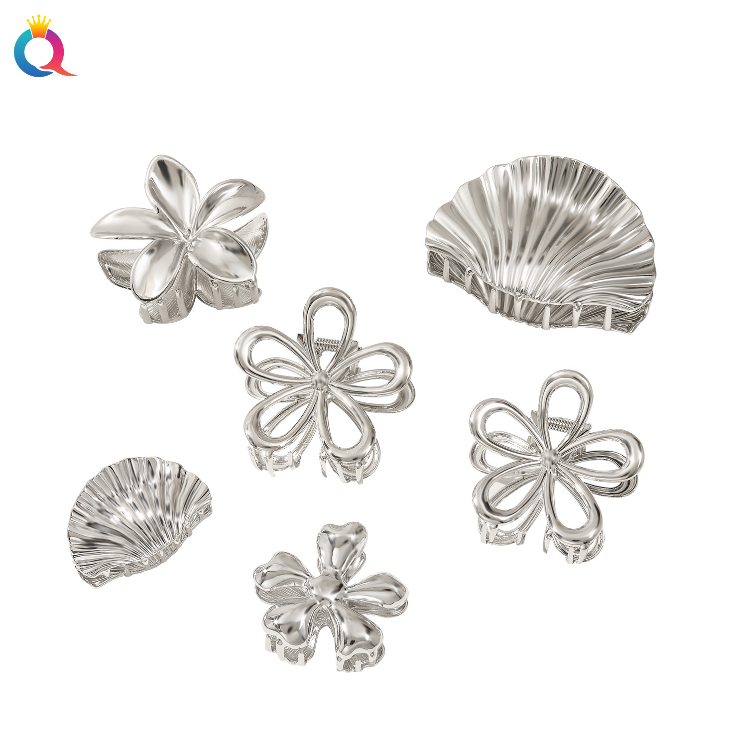 Qiyue Cross-border Metal frellia Hair Clips, Light luxury shell hair curls, claw clips, back of the head, shark clips, hair accessories wholesale Item Picture