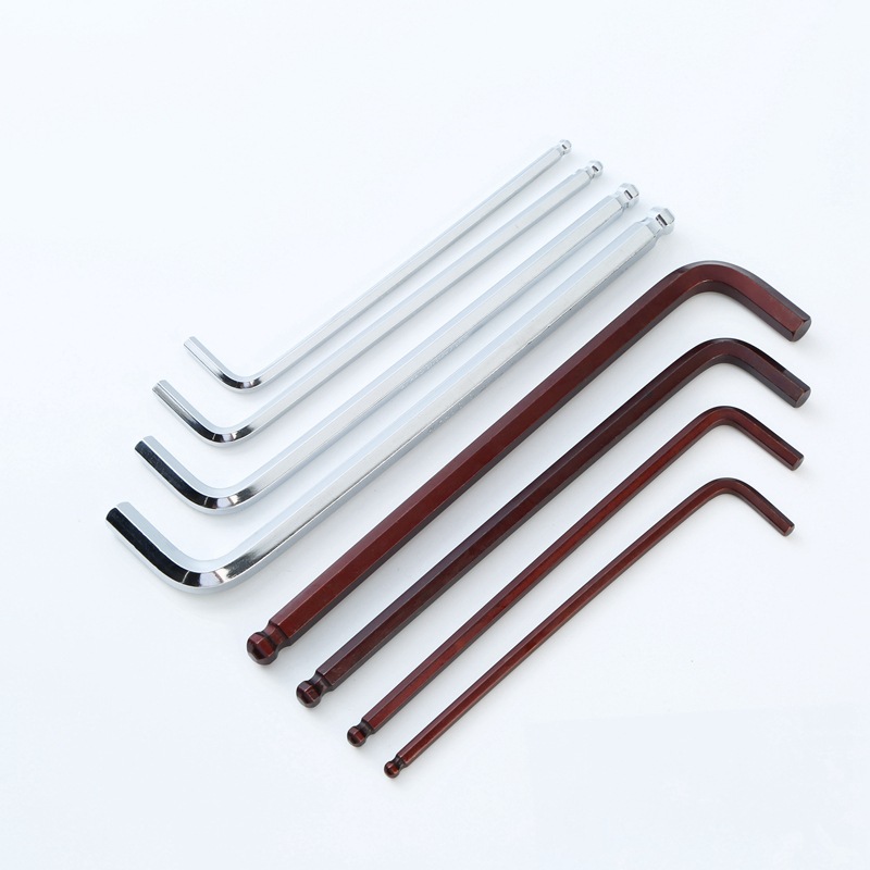 S2 Ball head single hex socket wrench S2 Bronze hex socket wrench S2 mirror chrome L-shaped 7-digit hex socket wrench details Picture