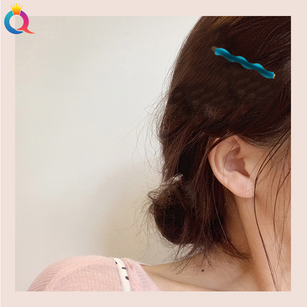 Qiyue Cross-border Amazon Acetate alloy straight clip, wavy bangs side clip, simple and versatile hair clip, hair accessory Specification drawing
