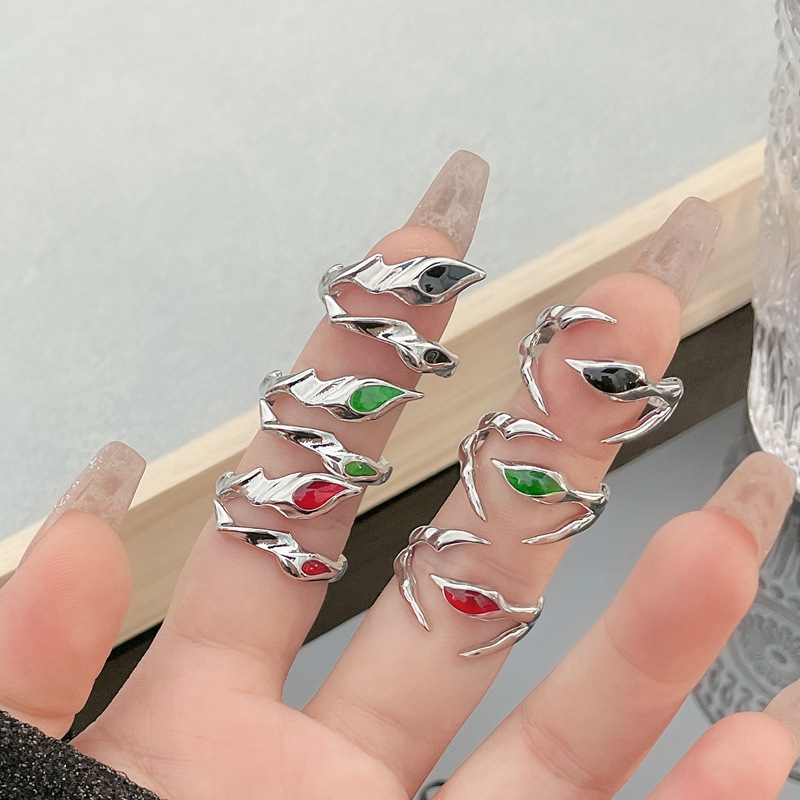 Irregular-shaped original open ring with drip glaze, feminine androgynous style, ins cold style, layer-worn, simple and elegant ring details Picture