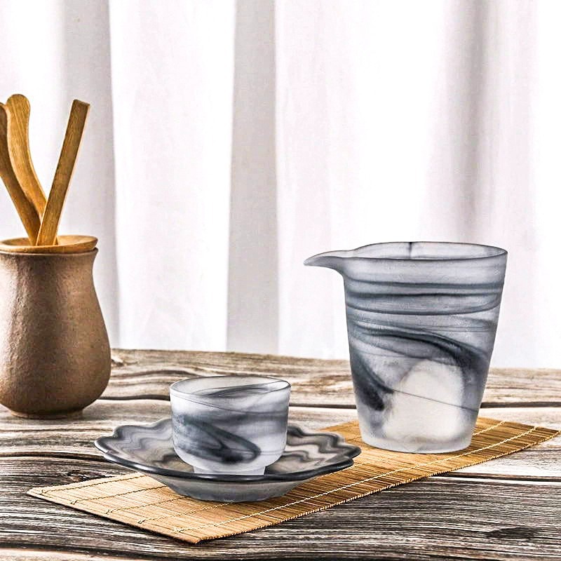 Japanese-style tea tasting cup, ink-wash glazed covered bowl, tea cup set, heat-resistant covered bowl, thickened glass Gongfu tea set Specification drawing