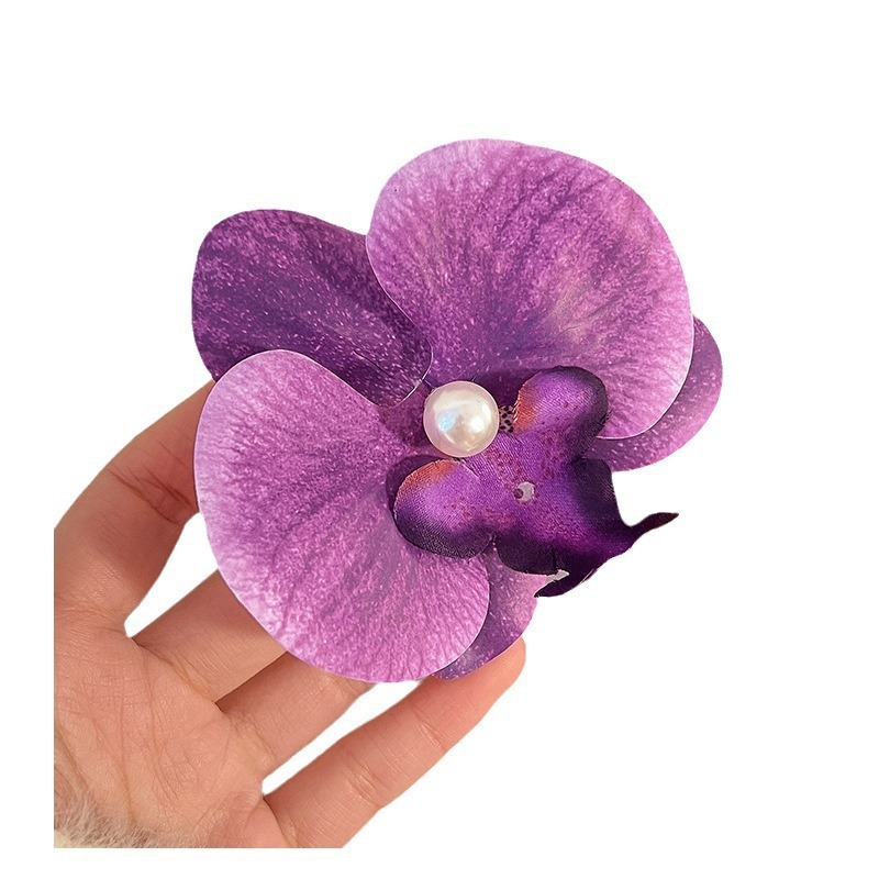 Early spring accessories: Phalaenopsis hair clip with a high-end feel, French flower side clip, women's seaside vacation hair accessory and headwear Item Picture