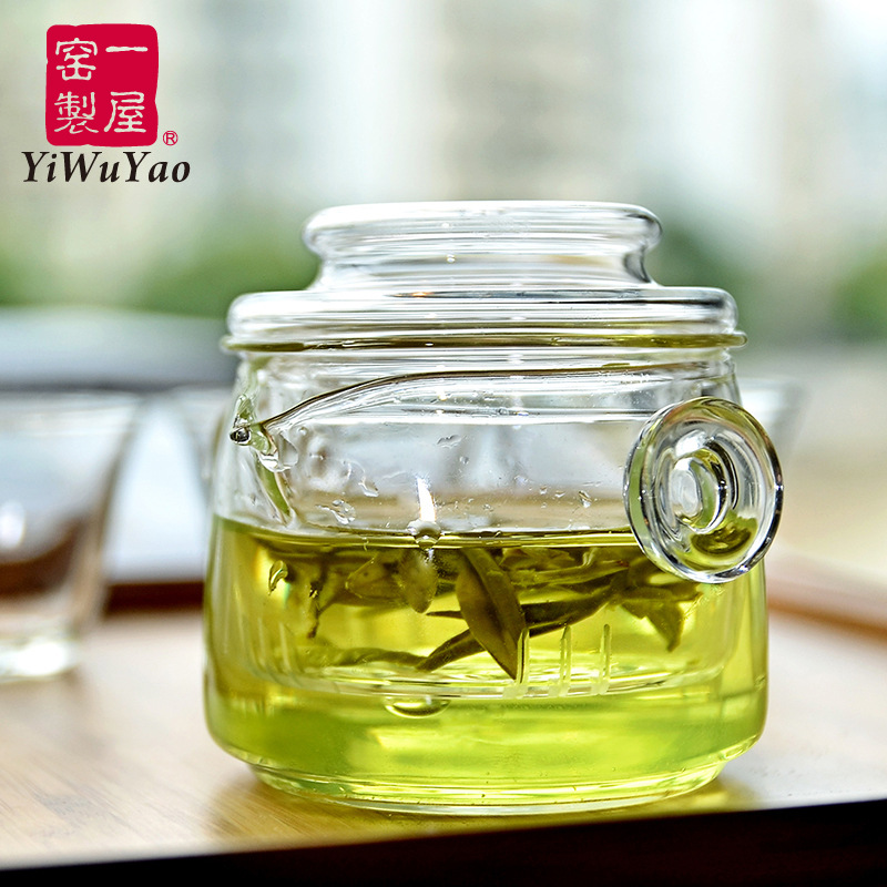 One House Kiln modern and simple kung fu glass tea set, teapot, small hand holding teapot, flower brewing teapot, filter full figure