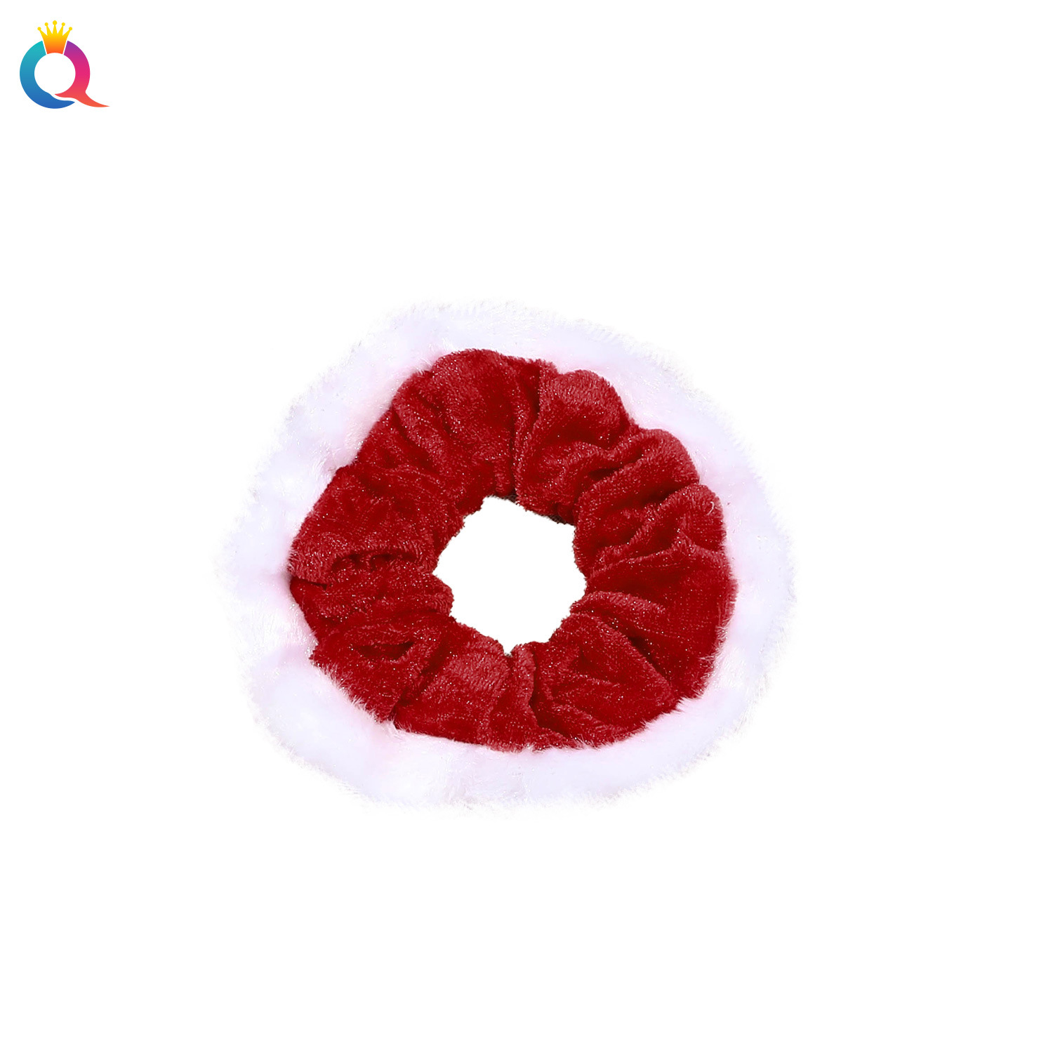Wholesale of Qiyue Cross-border Christmas velvet fringed hair bands, high school elastic large intestine bands, hair curls, spring clips and hair accessories Item Picture
