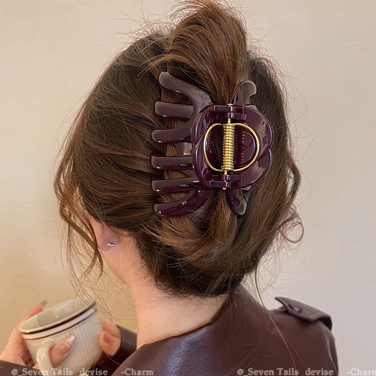 Super powerful Grab ~ Pumpkin grab clip, large hair volume, Shark clip, 2025 new style, high-end look, back of the head updo hair clip details Picture