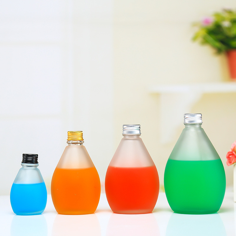 Large-bellied teardrop-shaped beverage bottles, frosted coffee bottles, freshly squeezed juice milk bottles, small-capacity fruit wine bottles, enzyme bottles Specification drawing