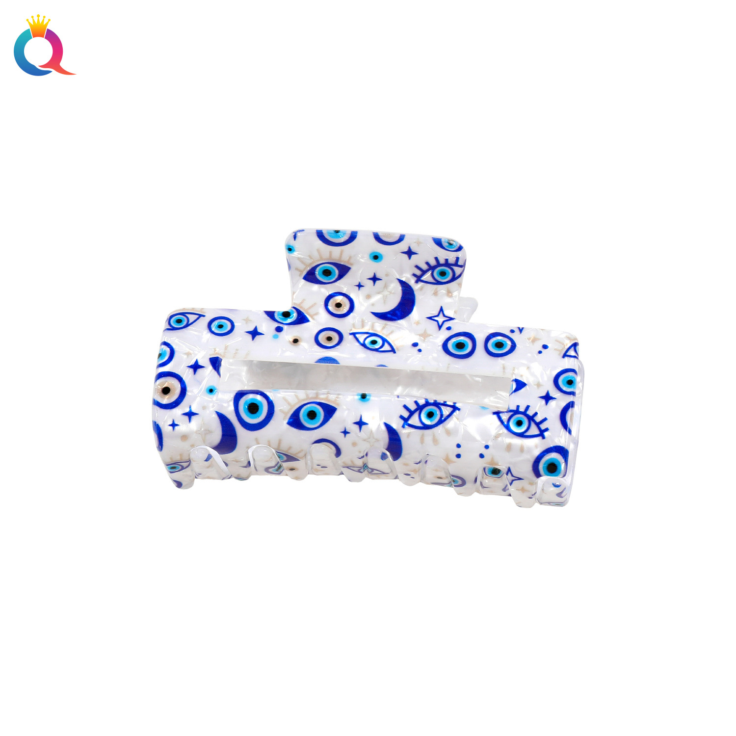 Qiyue Cross-border PVC hair clips, eye print grab, women's hair accessories, ins style, high-end look, updo, shark clip wholesale Item Picture