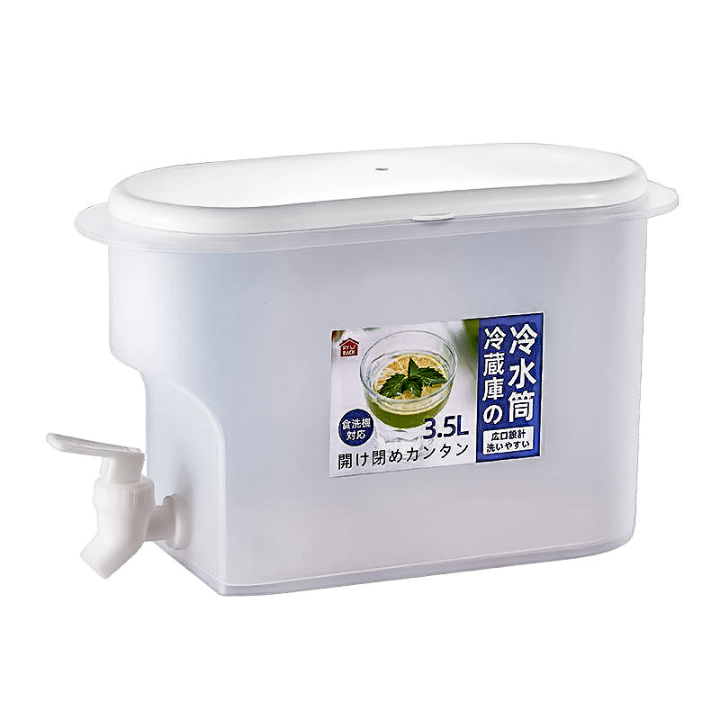 3.5L household cold water bottle with faucet, milk tea shop beverage water storage, lemon bucket, plastic high-temperature resistant tea and cola bucket Item Picture