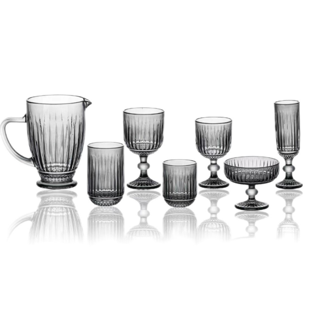 Wholesale European sword-patterned cups, original color materials, mouth cups, wine glasses, champagne cups, ice cream bowls, elegant hotel household utensils Specification drawing