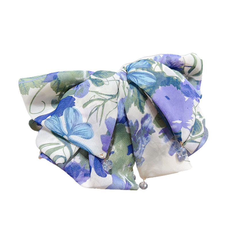 A new style of elegant bow ponytail print grabber for women with a high-end retro back head updo shark clip accessory Item Picture