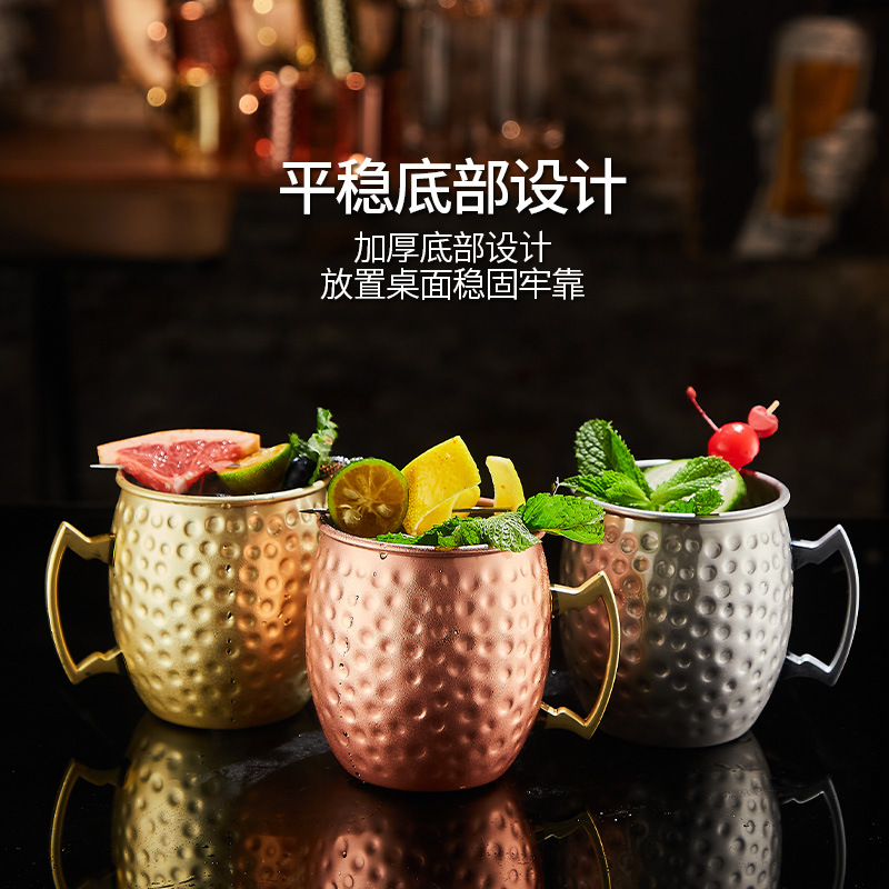 Hammered copper cup bar moscow Mule Cup 304 stainless steel cocktail metal wine glass details Picture