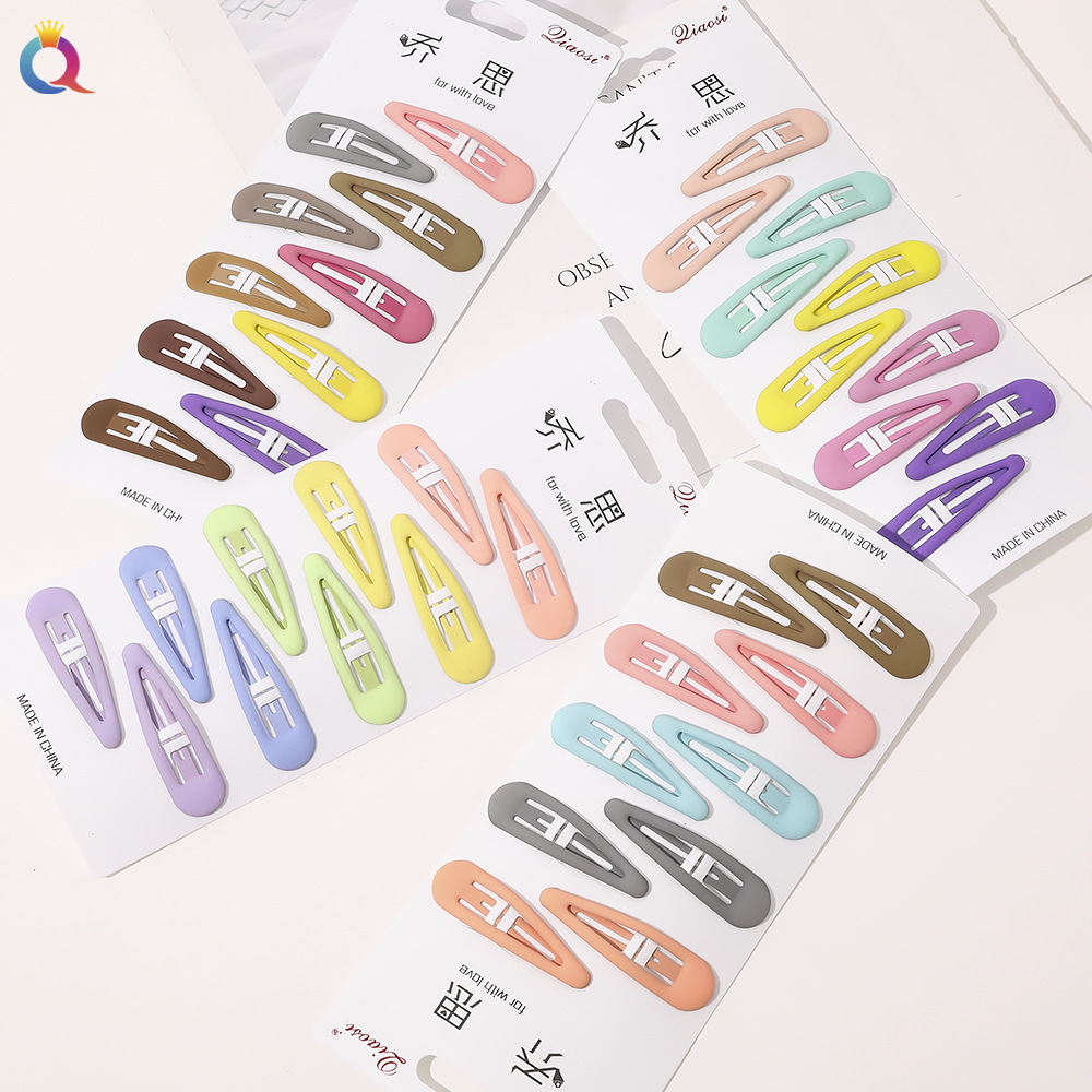 Qiyue Korean version metal baked paint bangs hair clips, candy-colored water drop 10-piece set BB hair clips and hair accessories full figure