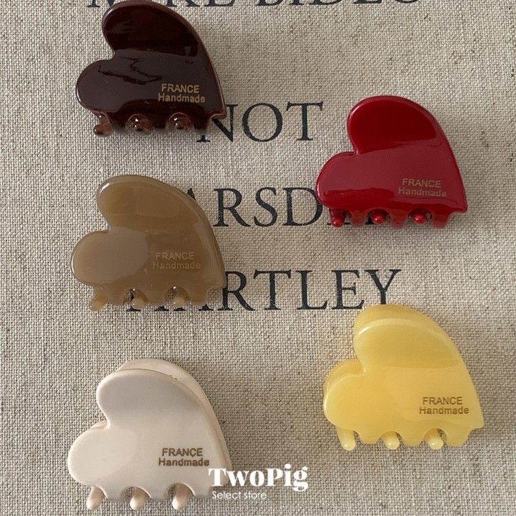 france Heart-shaped candy-colored hair clip, small acetate, sweet and cute style, bangs, side clipper hair accessory details Picture