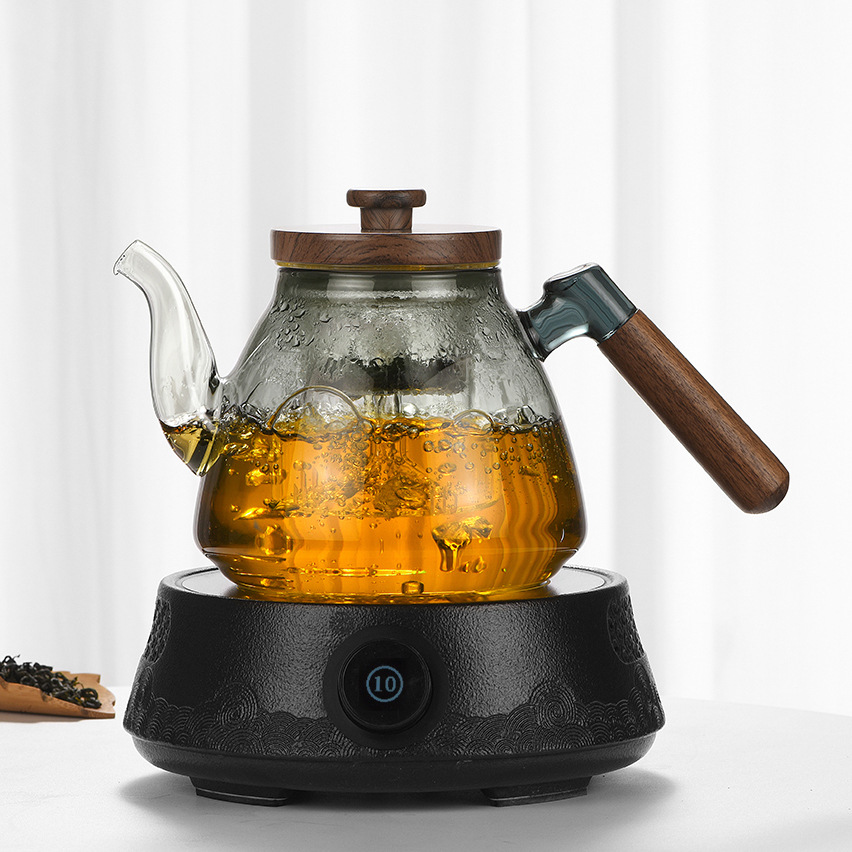 Glass teapot, tea water separation and filtration teapot set, high-temperature resistant household electric ceramic stove, tea steaming and boiling set around the stove details Picture