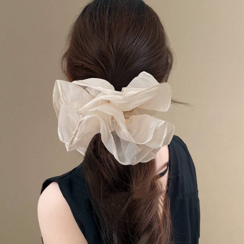 Extra-large lace large intestine hair band 2024 new style, elegant and stylish hair tie, hair tie with floral hair, high-end look for women, ponytail details Picture
