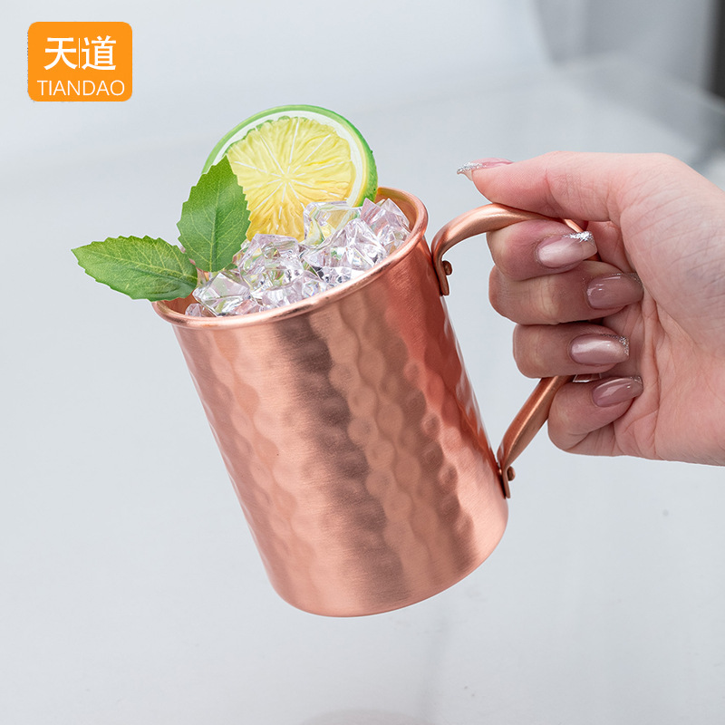 Cross-border retro pure copper hammered mug bar wine set, Moscow mule Cup cocktail set details Picture