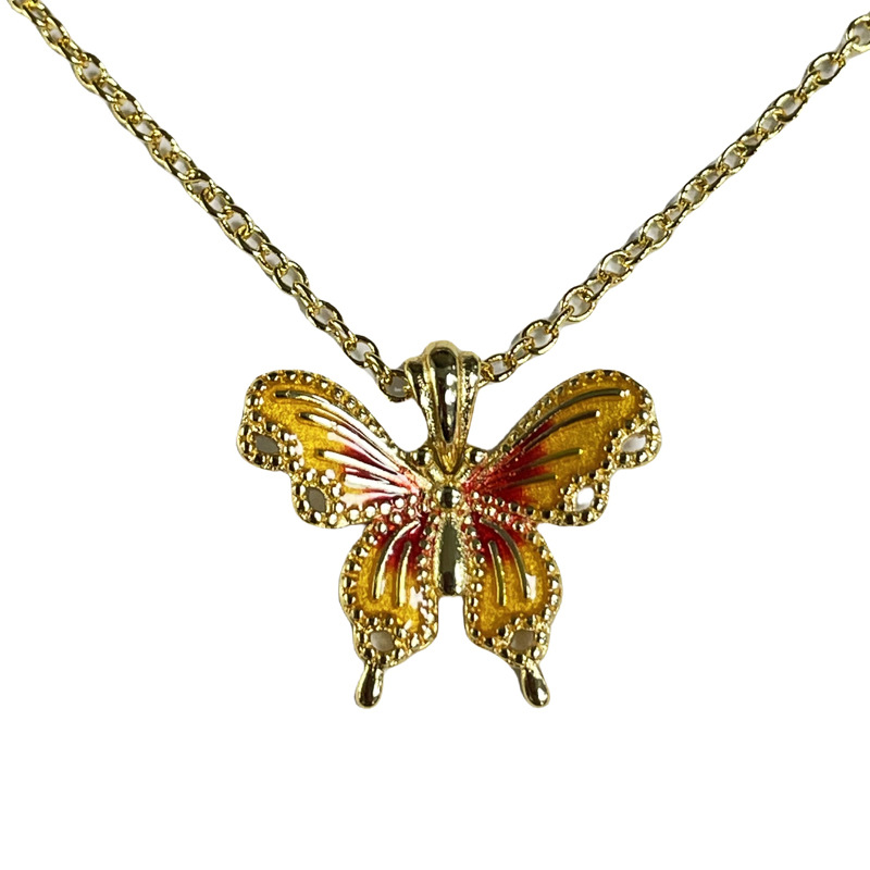 Cross-border dreamy Misty Rain Butterfly Dream gradient gold necklace for women, niche fashion, exquisite, sweet and cool, versatile collarbone chain Item Picture