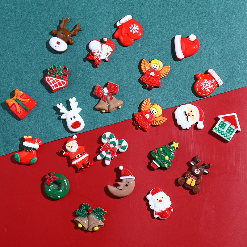 DIY Christmas accessories: Resin patch lucky bags, Santa Claus, Christmas tree, snowman, reindeer, socks, gloves and small accessories details Picture