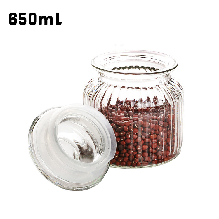 Glass storage jars for flower tea, tea leaves, kitchen food, seasonings, grains, candies and honey Item Picture