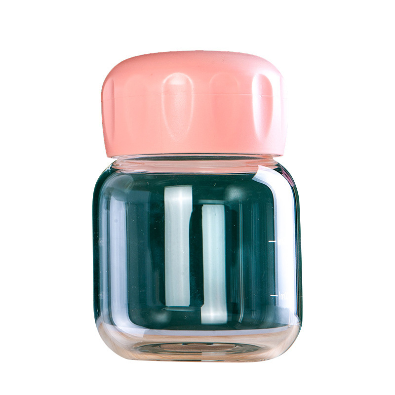 Portable water cups with LIDS, mini transparent cups for soy milk and milk, high borosilicate chubby cups for coffee distribution Item Picture