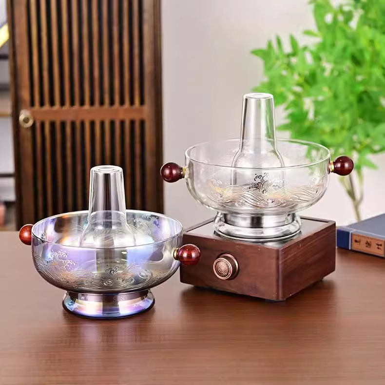Small-capacity fireplace pot, high borosilicate high-temperature resistant glass hot pot, family gathering can be heated by electric ceramic stove for boiling vegetables full figure