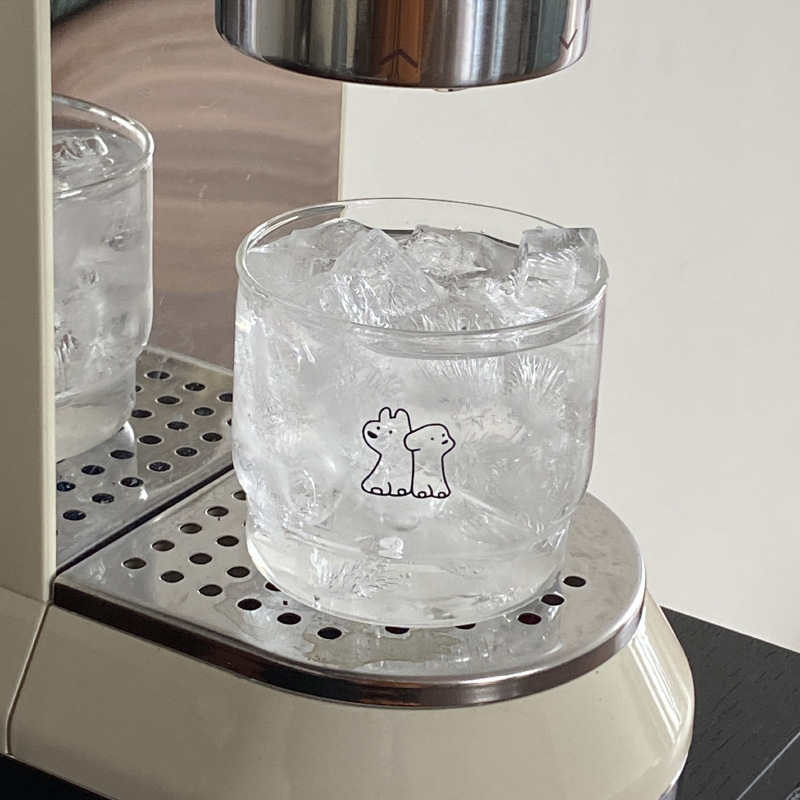 Stackable homemade cartoon ins dog breakfast cup, high-temperature resistant glass cup, milk cup, simple couple 300ml details Picture