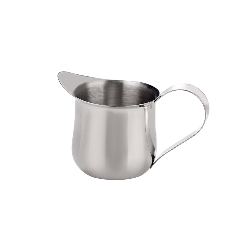 Stainless steel small milk cups, milk cups, coffee milk brewing cups, latte art small cups, pointed spouts, 3-ampoule milk cups, 90ml 4-piece set Item Picture