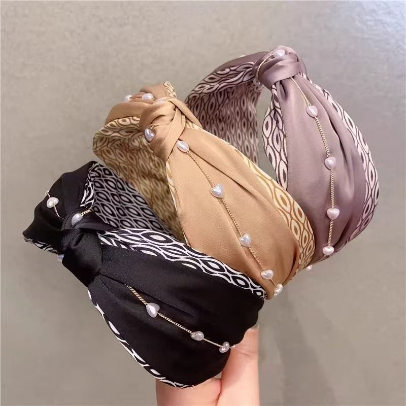 French pearl headband for women, wide-brimmed high top hairpin headband, pressure headband, ladylike headband hair accessory full figure