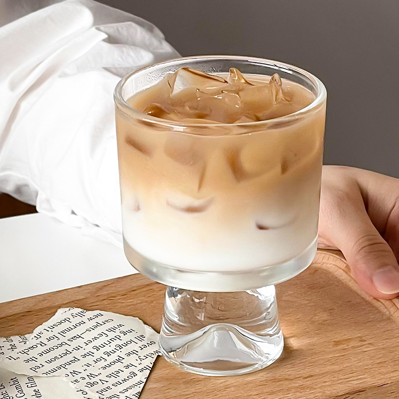 Wholesale of popular dessert cups, coffee cups, tall glass cups, juice cold drink cups, household heat-resistant glass water cups and hot red wine glasses details Picture