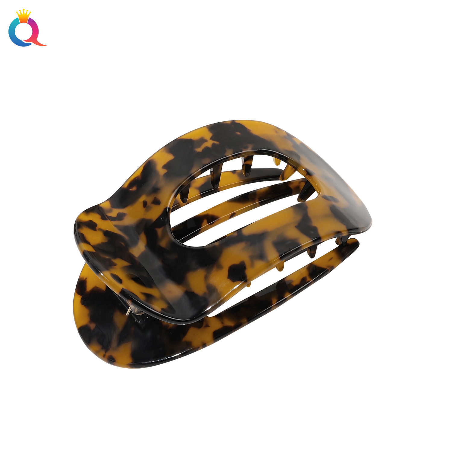 Wholesale of Qiyue Cross-border flat round acetate hair clips, semi-tied hair at the back of the head, updo hair, shark hair clips and hair accessories Item Picture