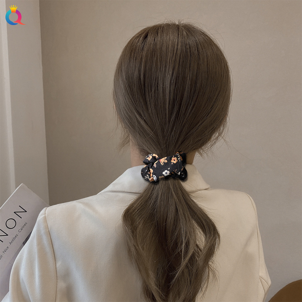 Qiyue Cross-border's new floral fabric large intestine ring, Korean forest-style fresh hair band, ponytail hair tie, hair accessory for women details Picture