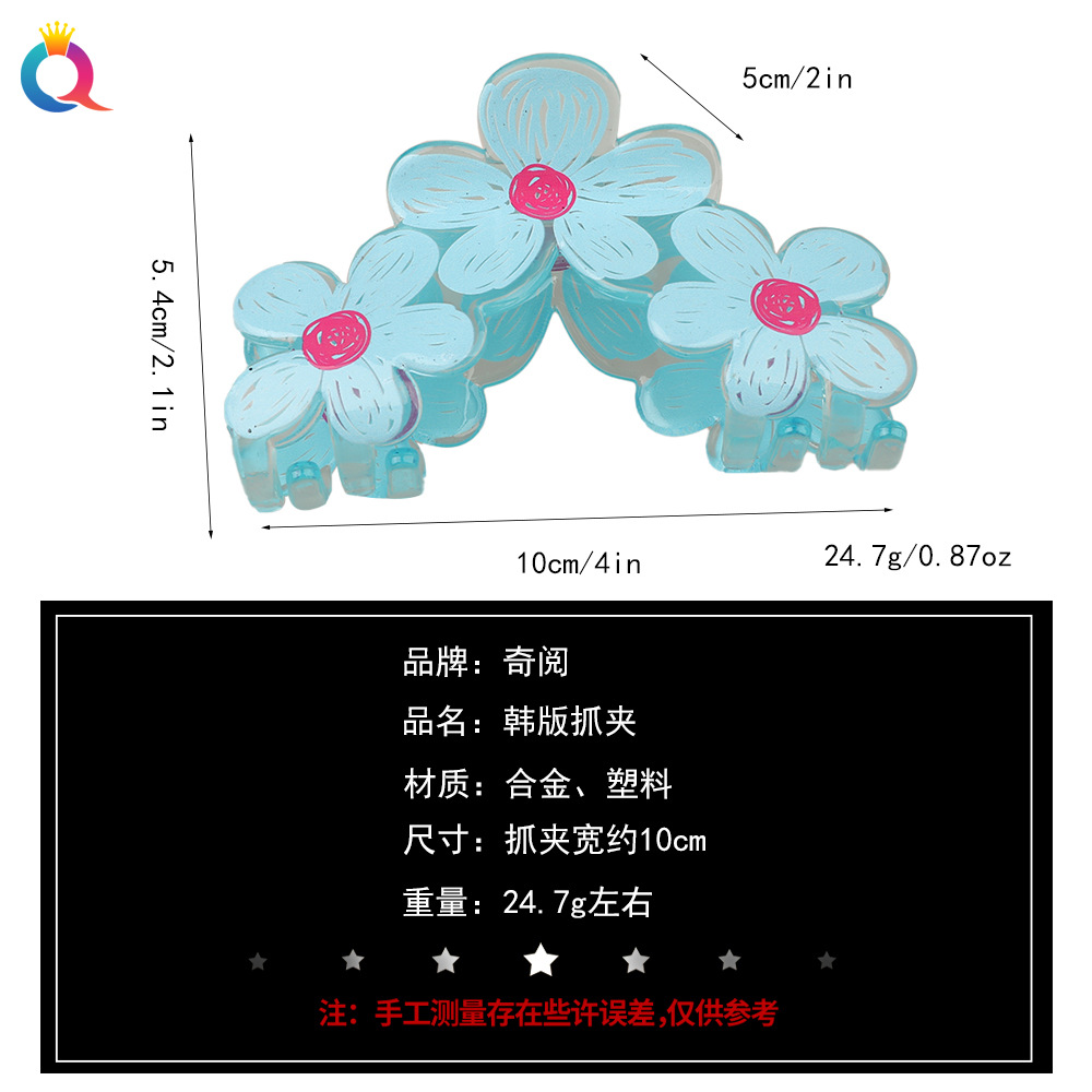 Qiyue Cross-border Cute Graffiti Flower Grabbers for the back of the head, versatile hair clips, shark clips, headwear and hair accessories wholesale Application Scenario