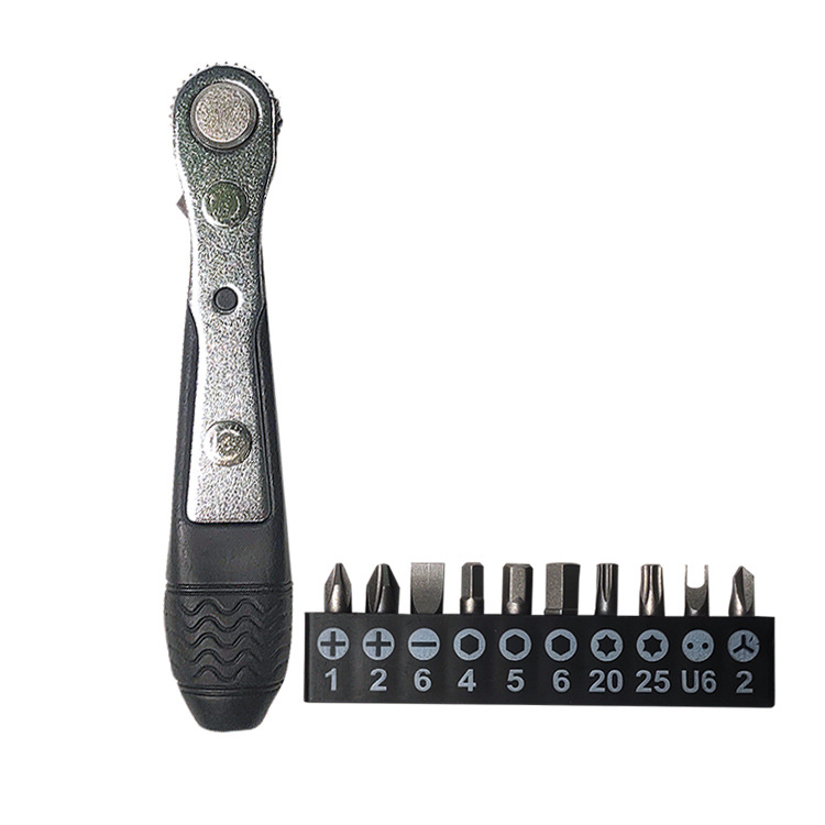 11-piece bidirectional ratchet wrench set, straight wrench, bending wrench, bidirectional single-head quick wrench details Picture