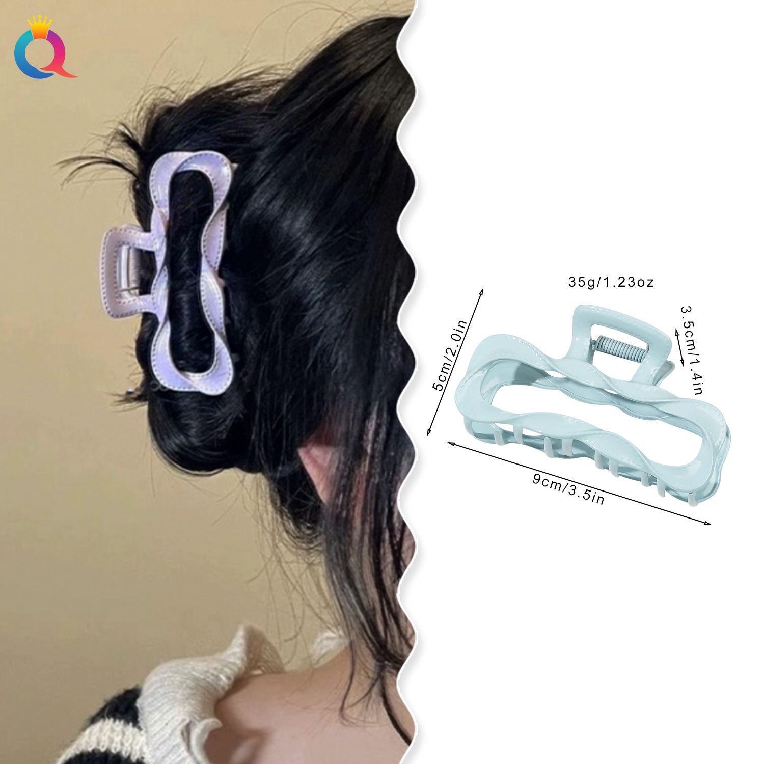 Qiyue metal hair clips, square plate hair grabbers, high-end shark clips, women's colorful ponytail clips, hair accessories wholesale details Picture