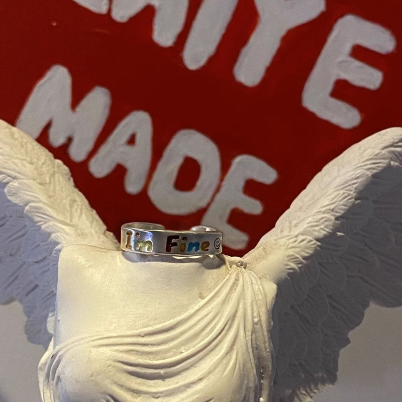 The Japanese and Korean rainbow drip glaze letter open ring is a niche design for women, with a retro, individual and high-end feel. It's a cold style ring trend Application Scenario