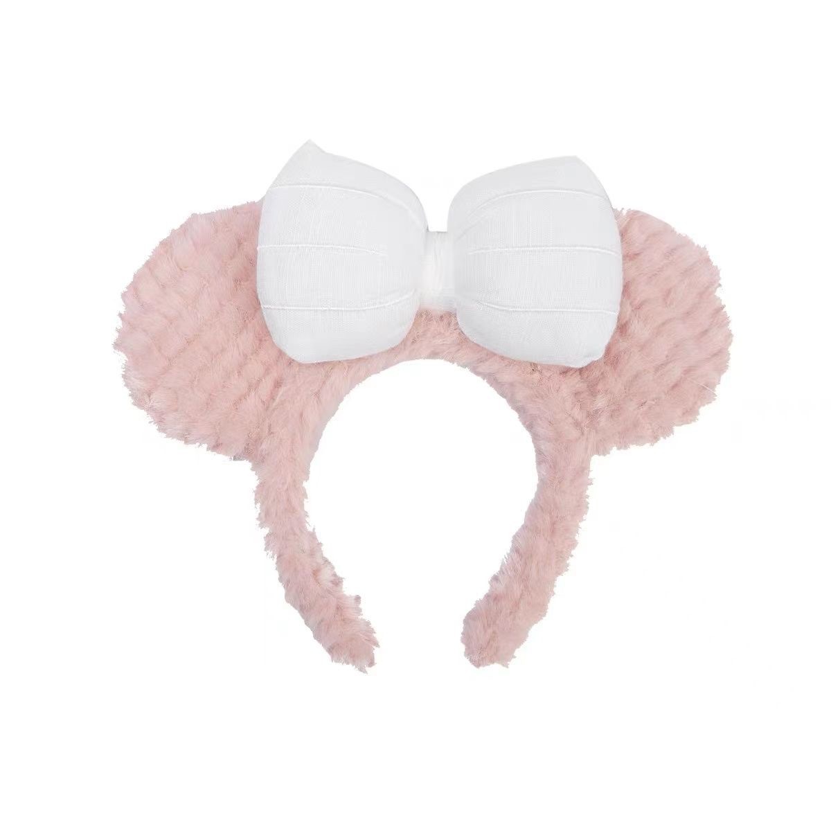 Autumn and winter bow plush bear ear hair band for washing face and home, Korean sweet and cute cartoon hair hole wholesale Item Picture