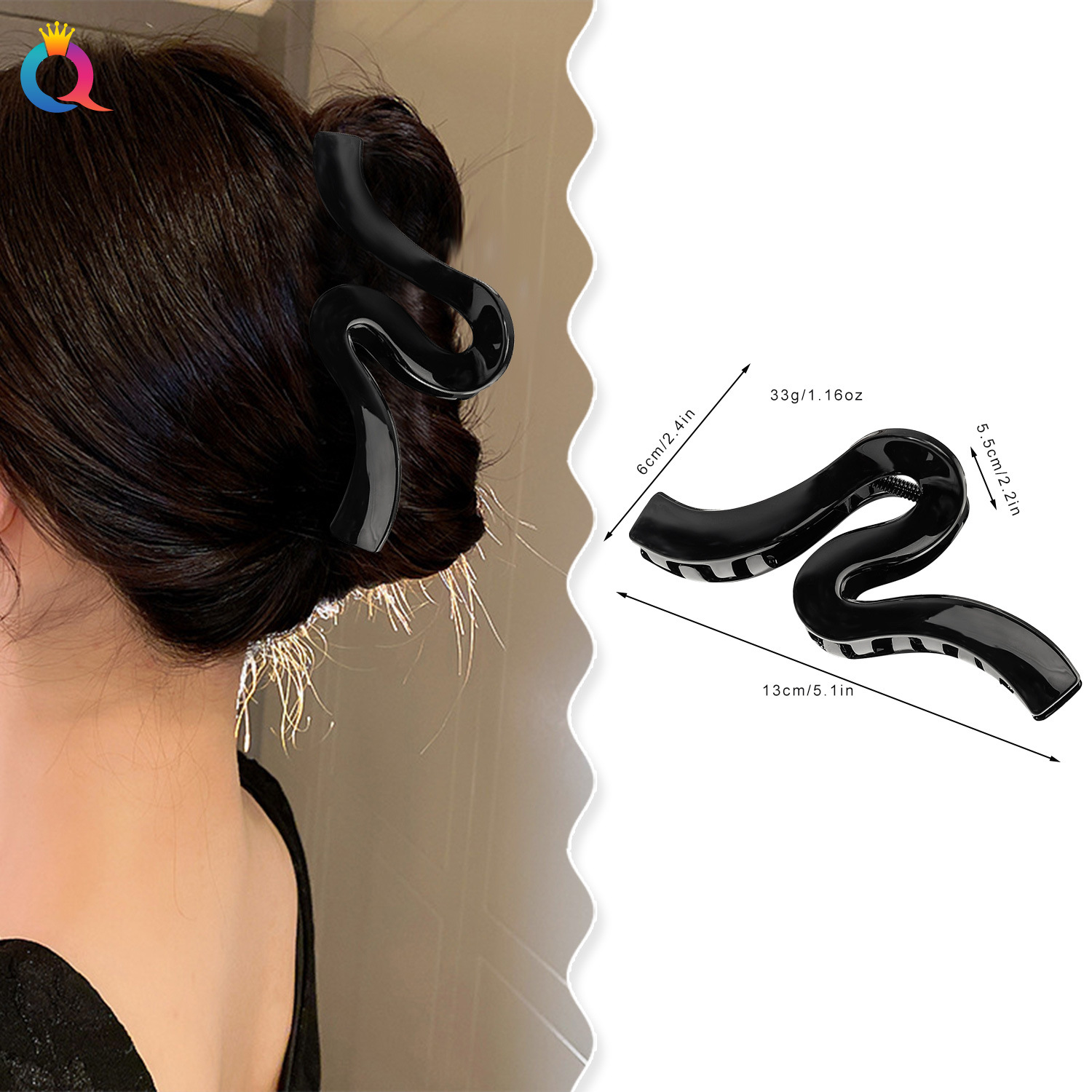 Qiyue Cross-border Large Hair clips, solid color hair curls, hair grabbers, ins high-end shark clips, exquisite hair accessories and headwear wholesale details Picture