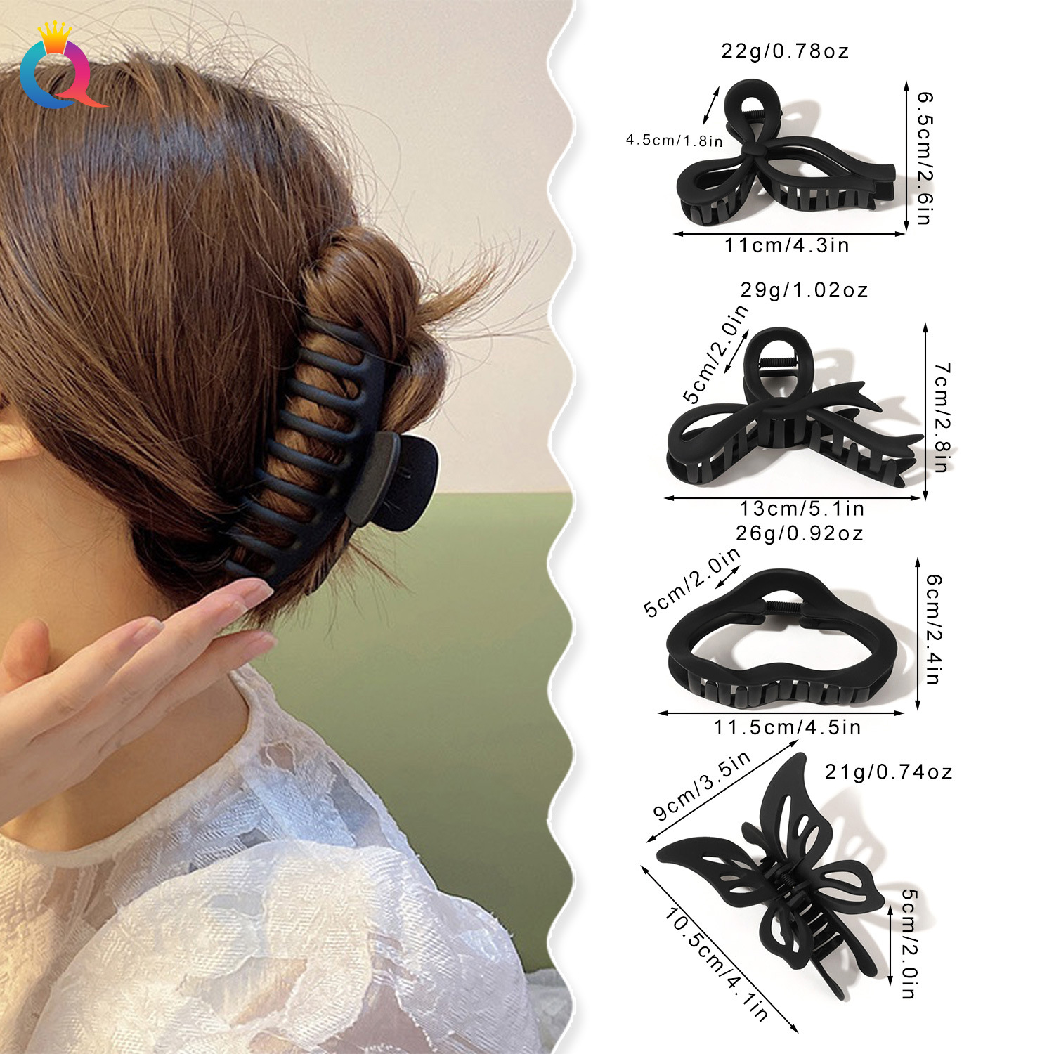 Qiyue simple matte hair clips, women's large gripper, high-end hair gripper, updo, shark clip hair accessories wholesale details Picture