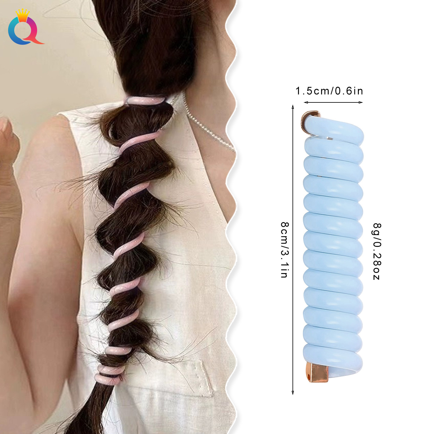 Qiyue Cross-border Braided hair telephone line, soft and elastic hair bands, women's high-end and elegant style, hair ties, leather bands, hair accessories wholesale details Picture