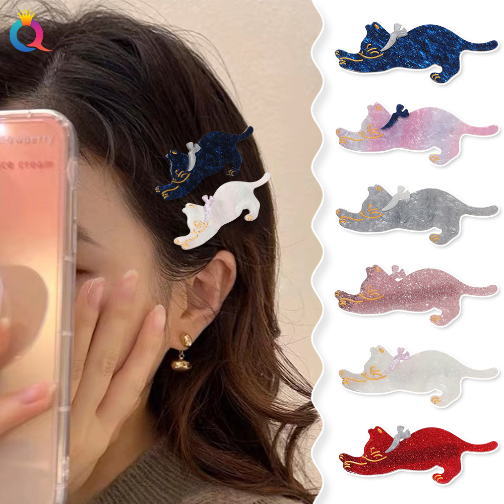 Qiyue Korean version ins high-end hairpins, cat hairpins, simple bangs clips, duckbill clips, hair accessories and head accessories wholesale full figure