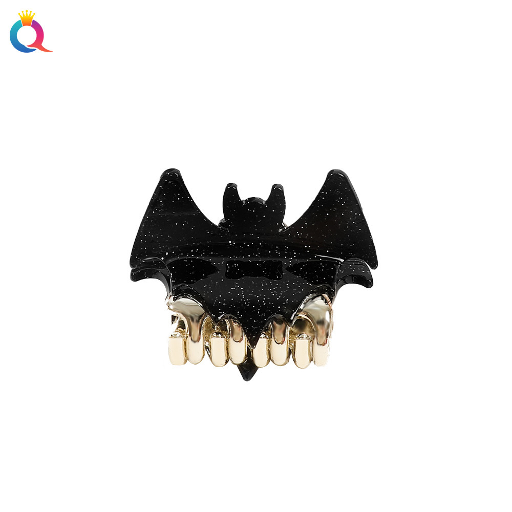 Qiyue Bat Hairpin, Halloween Funny Grab Hairpin, Stylish Glitter Pink Bun, Shark Hairpin, Holiday costume hair accessory wholesale Item Picture